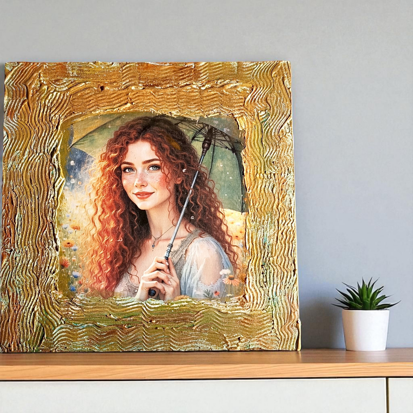 Red Curls in the Rain – Art Frame
