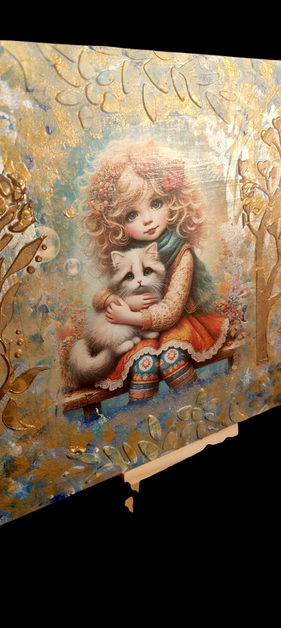 "My Fluffy Friend" – Handmade Wooden Art Panel