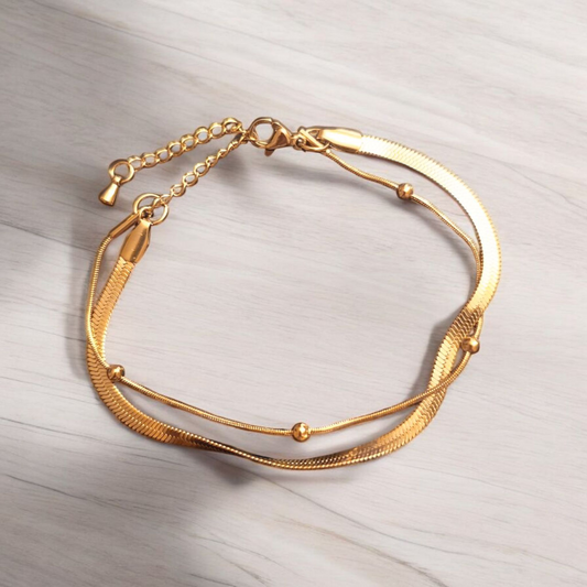 Double Snake Chain Stainless Steel Bracelet