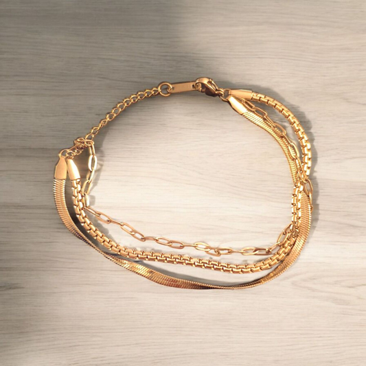 Multi-Layered Snake Chain Bracelet Stainless Steel